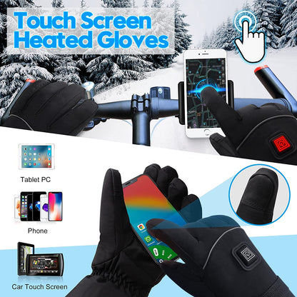 Electric Heated Gloves Rechargeable Battery Heated Thermal Gloves for Men Women,7.4V Touchscreen Waterproof Windproof Heated Gloves for Hiking Skiing,Outdoor Indoor Portable Battery Hand Warmer Gloves