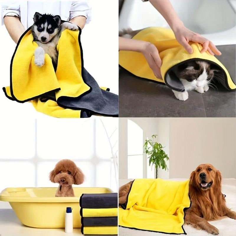 Quick Drying Pet Towel (1 Count), Soft Fiber Towel, Absorbent Bath Towel, Cleaning Pet Towel for Dog & Cat