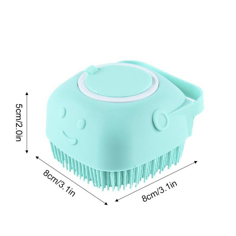 Pet Bath Brush, Silicone Pet Bath Massage Brush, Shampoo Dispenser Shower Brush for Dogs & Cats, Bath Accessories, Dog Stuff