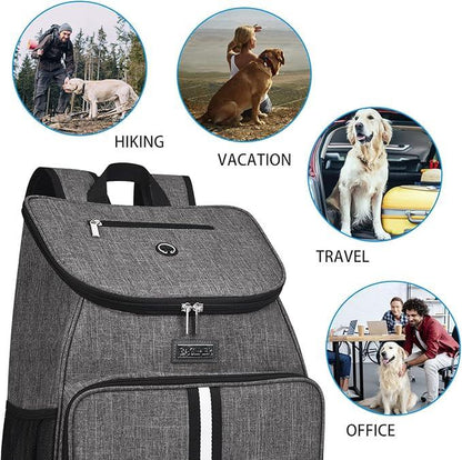 Baglherdog Travel Bag, Airline Approved Pet Supplies Backpack, Dog Travel Backpack Accessories Set with 2 Silicone Collapsible Bowls and 2 Food Baskets, Gray