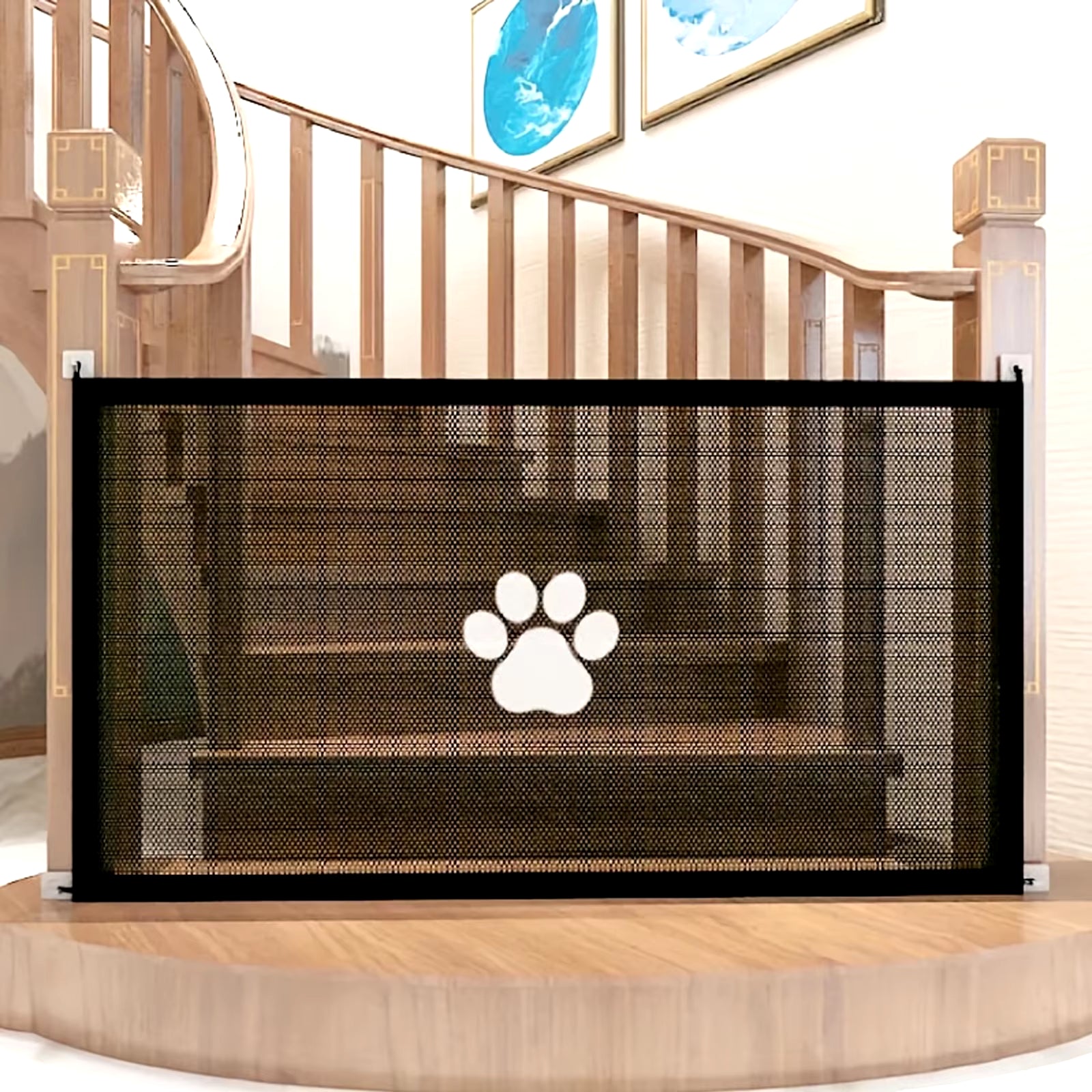 1Pc Safety Protection Mesh Pet Gate Fence, No Drilling Isolation Net, Baby Gate Retractable Gates for Stairs, Doorways, Hallways