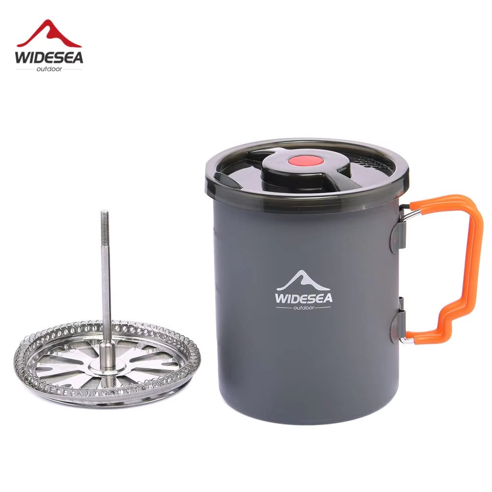 Camping Coffee Pot with French Press Outdoor Cup Mug Cookware for Hiking Trekking