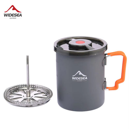 Camping Coffee Pot with French Press Outdoor Cup Mug Cookware for Hiking Trekking