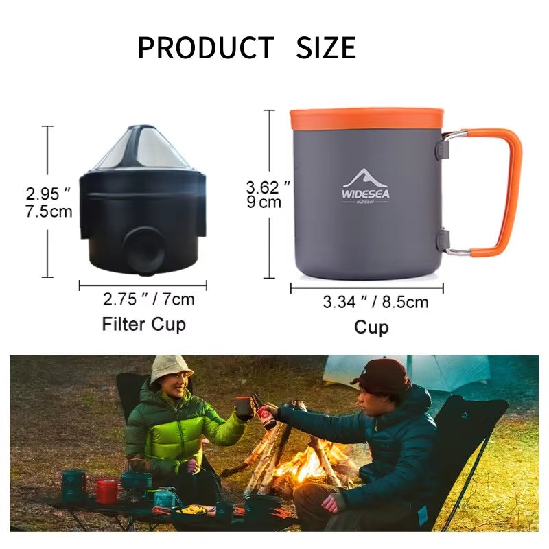 Camping Coffee Cookware Set Outdoor Tableware Equipment Tea Mug Coffee Filter Cup Picnic Cauldron Tourism